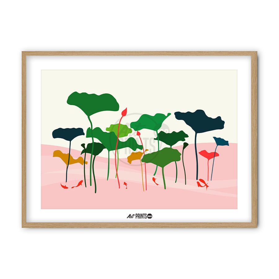 Water Garden: Vibrant Aquatic Serenity for Any Space - unframed