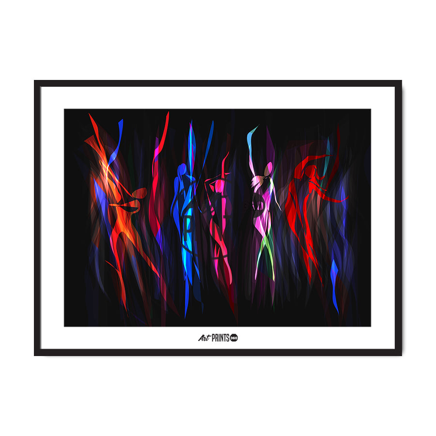 Women Dancing in Group Abstract Art – Women in a Group dance, Minimalist art, Modern, Colors Expressing Emotion and Energy,