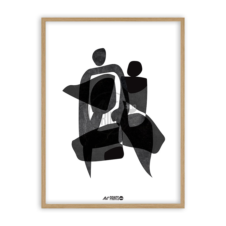 Couple Dancing, Abstract Black and White Abstract Art, Mid-Century Modern, Minimalistic Design, Home Decor Art, Unframed