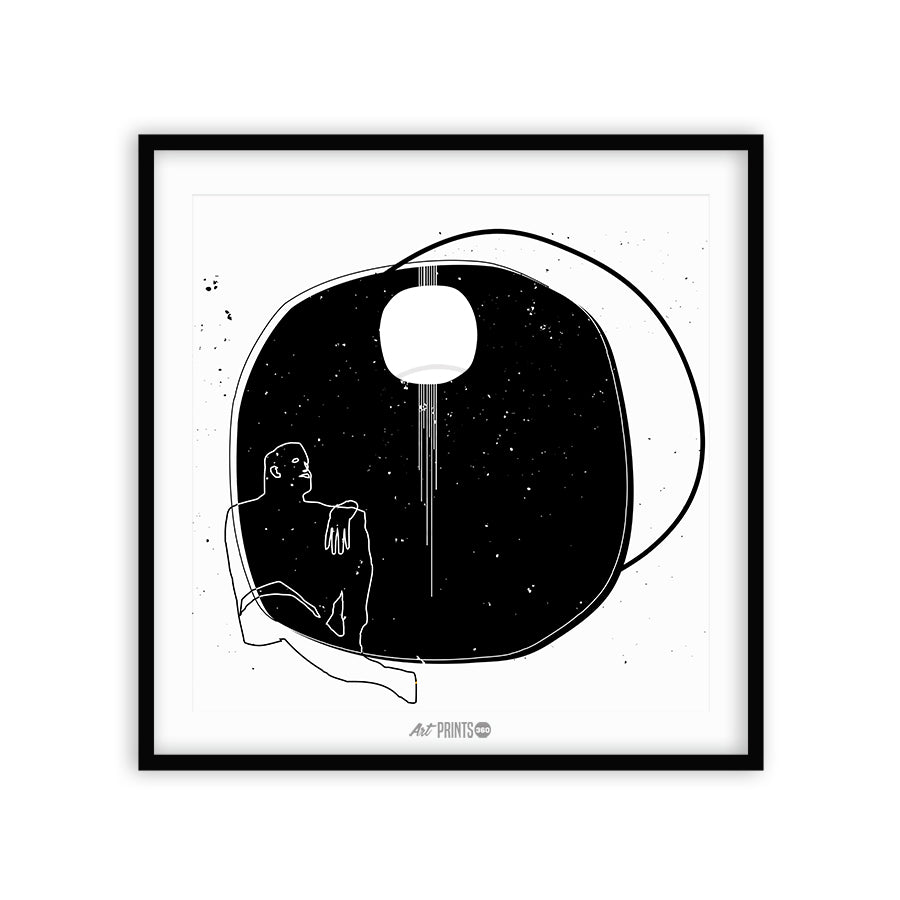 Man Resting In a dark space - Abstract Minimalistic Art Unframed Art