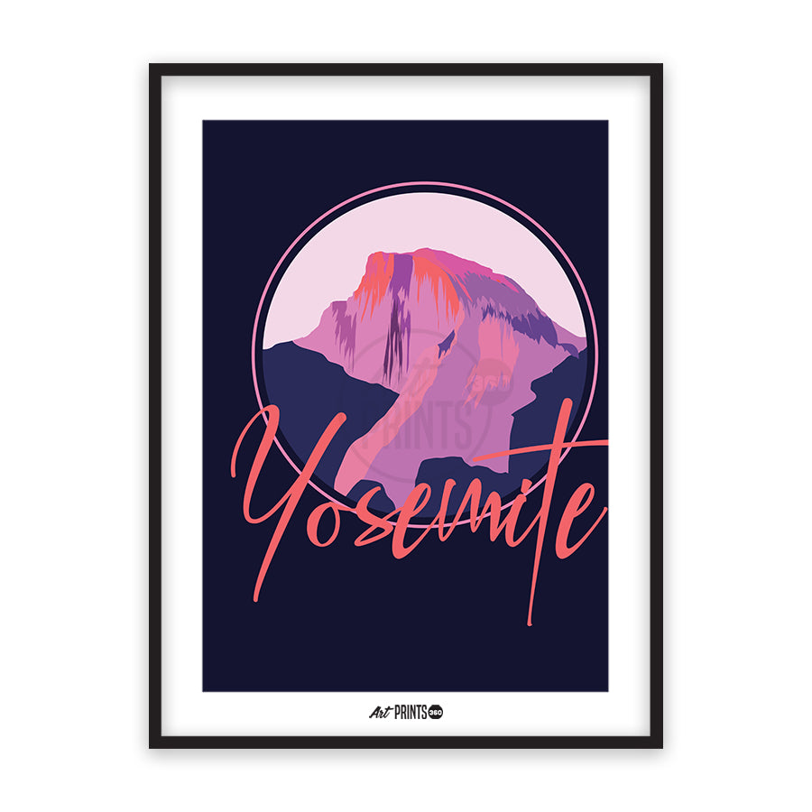 Yosemite National Park - Dazzling in Pink, Abstract Art Print with Purple Sunset, Vibrant Nature Landscape of Yosemite National Park