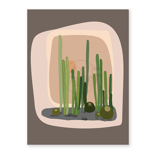 Cactus Garden: Enjoy the Beauty of the Desert – Abstract Art Print featuring Organ Pipe Cactus, Contemporary Wall Decor