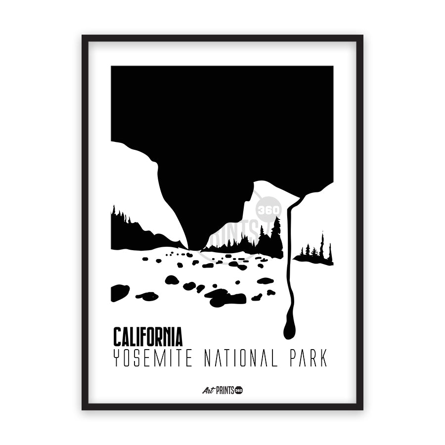 Nature's Wonderland: Minimalistic Black and White Art of Yosemite National Park – Modern Abstract Print for Elegant Wall Decor