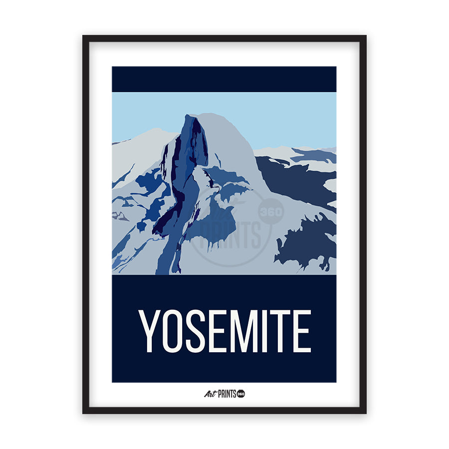 Yosemite in Winter: Snow-Covered Half Dome – Abstract Art Illustration for Office or Studio Decor