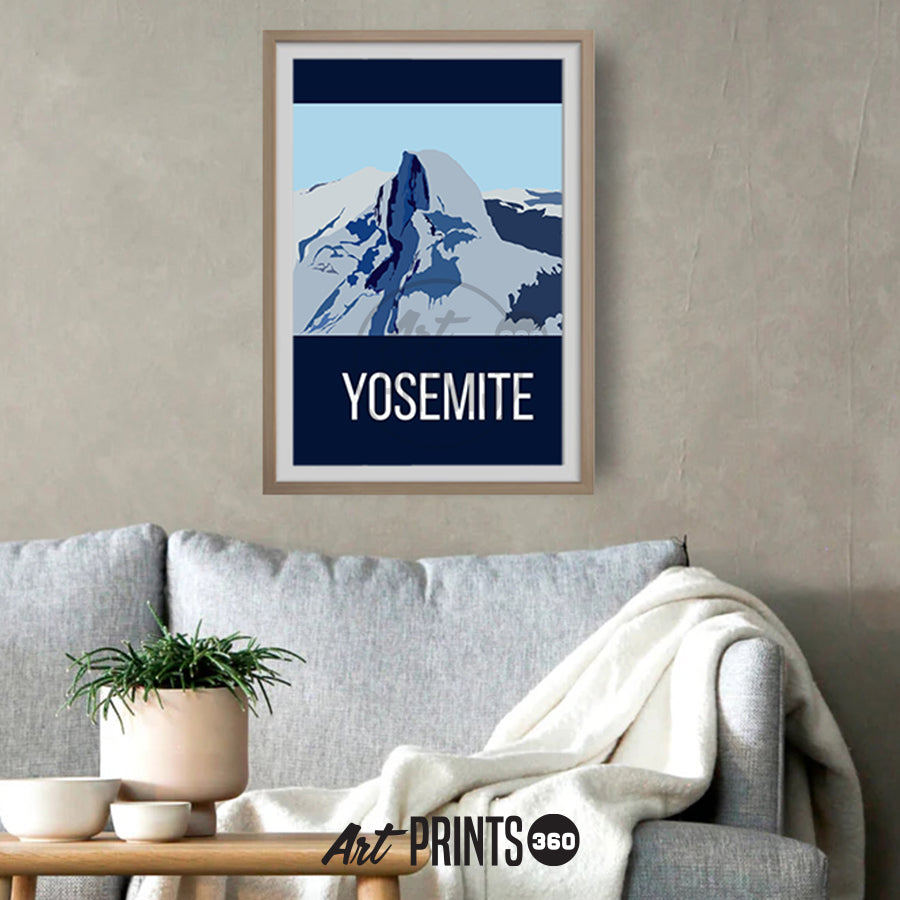 Yosemite in Winter: Snow-Covered Half Dome – Abstract Art Illustration for Office or Studio Decor