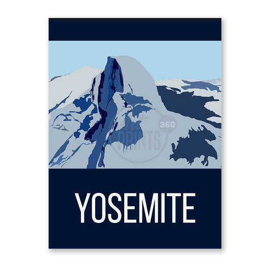 Yosemite in Winter: Snow-Covered Half Dome – Abstract Art Illustration for Office or Studio Decor