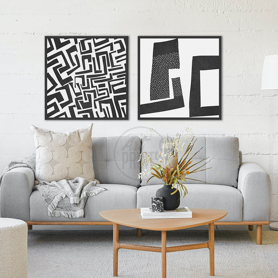 Geomatic Blocks Minimalistic Wall Art , Unframed Art Print