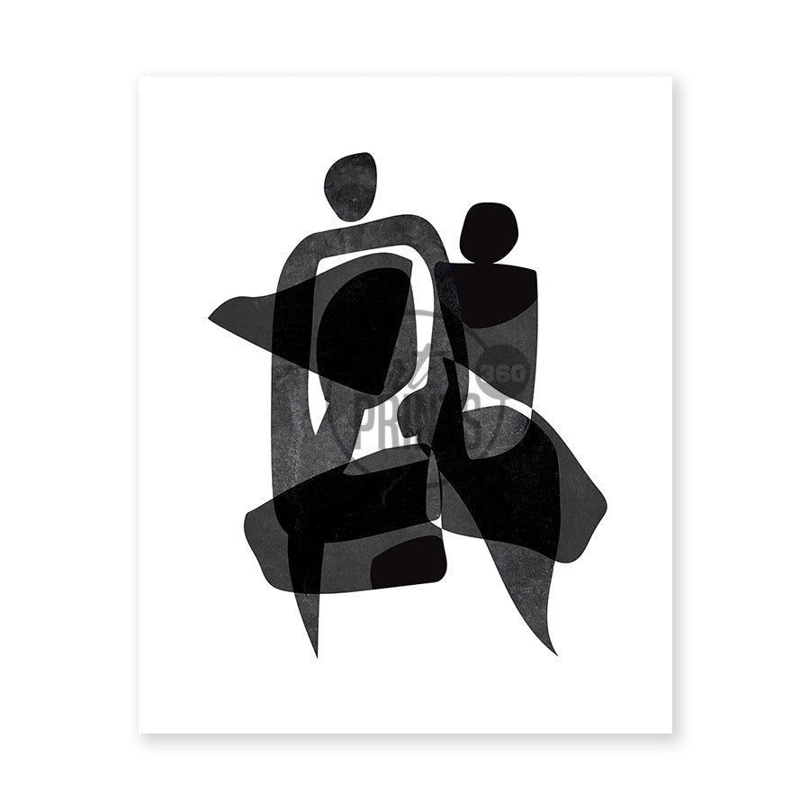 Couple Dancing, Abstract Black and White Abstract  Art, Mid-Century Modern, Minimalistic Design, Home Decor Art, Unframed