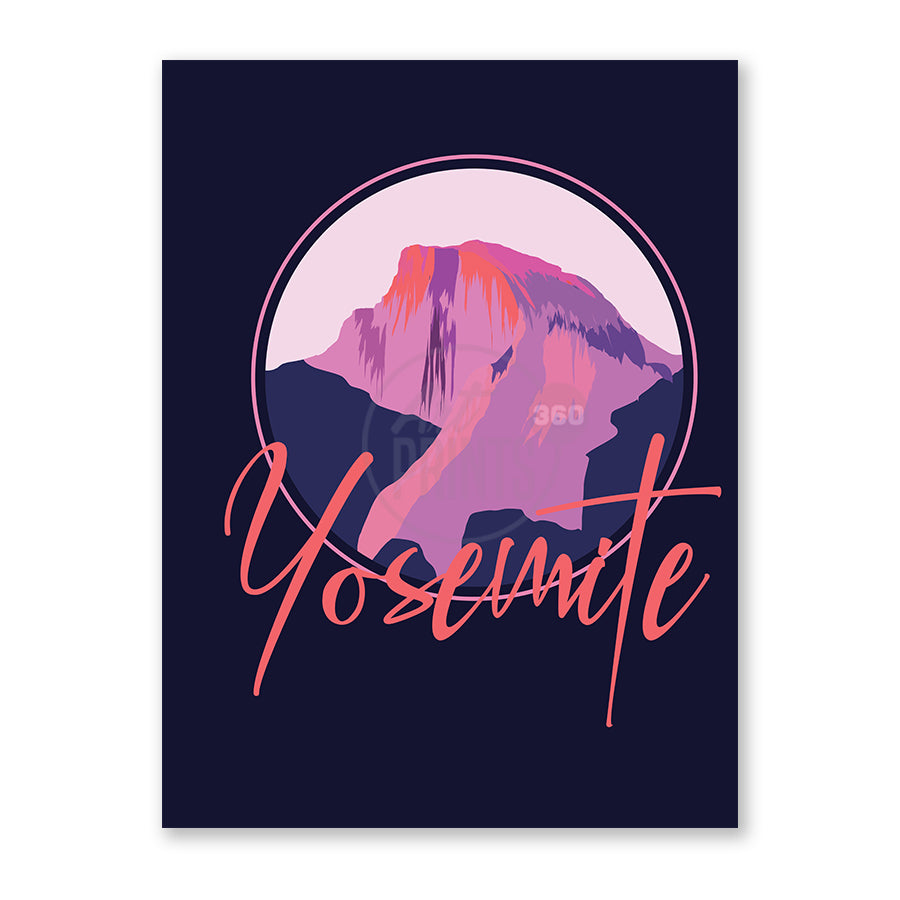 Yosemite National Park - Dazzling in Pink,  Abstract Art Print with Purple Sunset, Vibrant Nature Landscape of Yosemite National Park